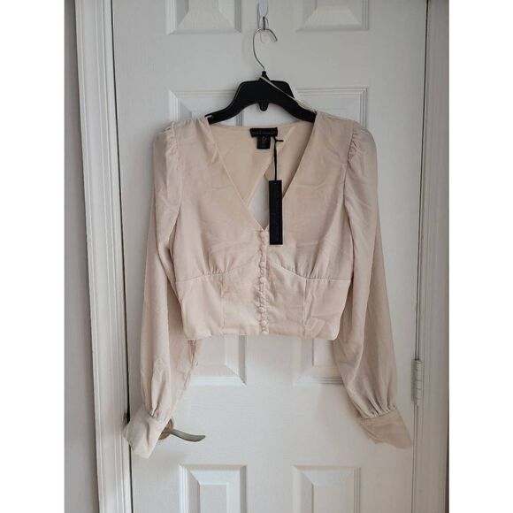 House Of Harlow Ivory Velvet
Open-Back Botton Plunge Crop Top S - Picture 1 of 11